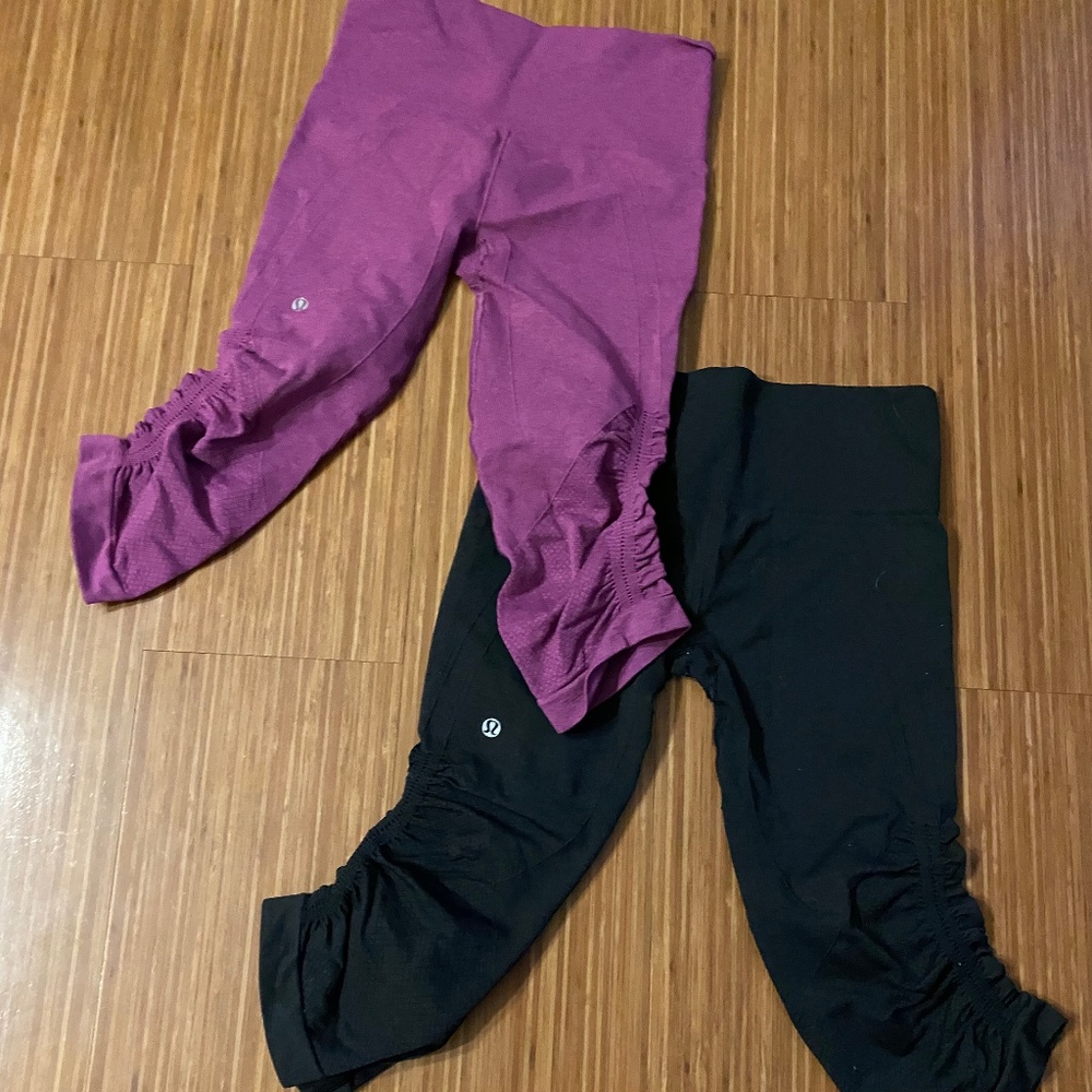 TWO Lululemon ruched running leggings